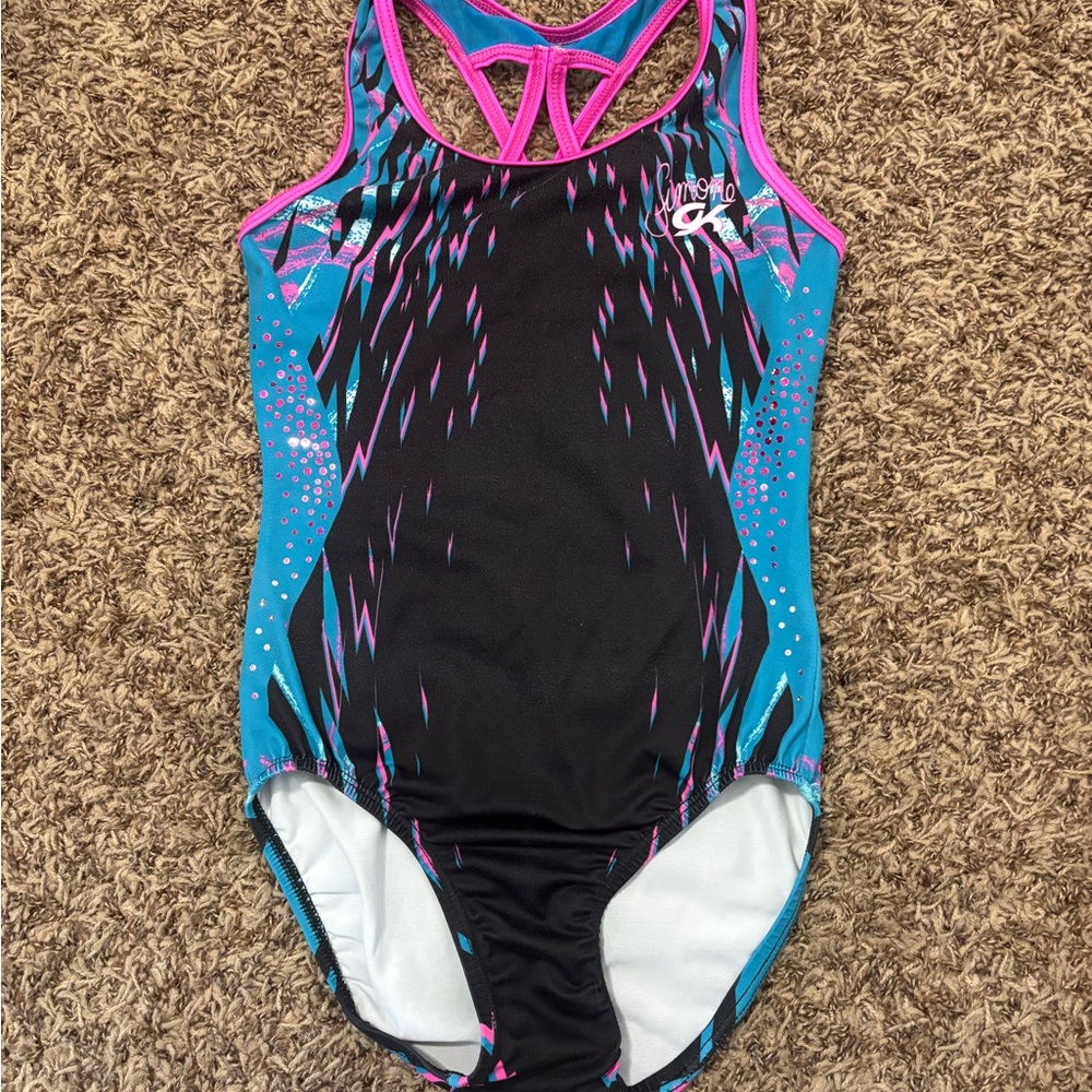 Pink and Blue Racerback GK Elite Leotard
